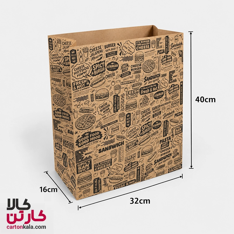 Kraft-Fast-Food-paper-bag-32-16 پاکت سوخاری کرافت عمومی طرح فست فود