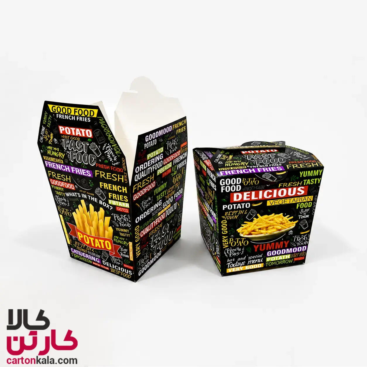 جعبه سیب زمینی آماده بیرون بر مکعبی بزرگ