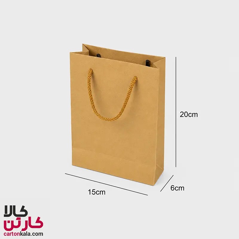 kraft-shopping-bag15-6-20 (1) ساک دستی کاغذی کرافت سایز 15*20 کاست 6 (بسته 25 عددی) - تصویر 1
