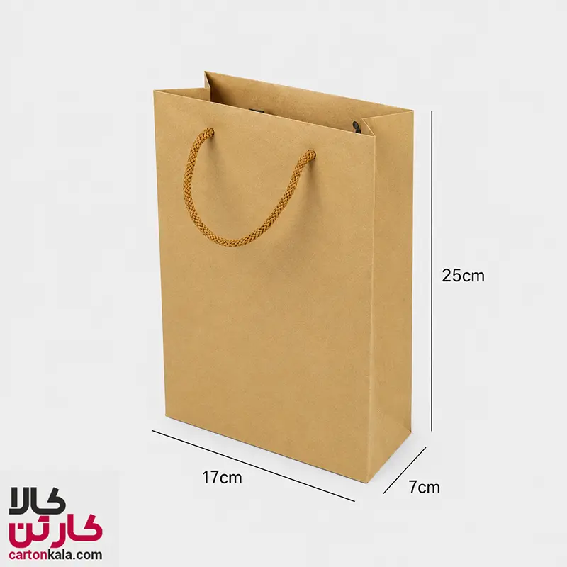 kraft-shopping-bag17-7-25 (1) ساک دستی کاغذی کرافت سایز 17*25 کاست 7 (بسته 25 عددی) - تصویر 1