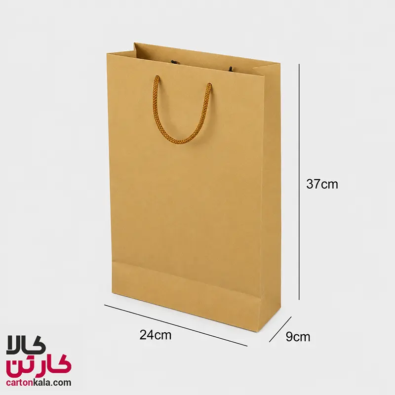 kraft-shopping-bag24-9-37 (1) ساک دستی کاغذی کرافت سایز 24*37 کاست 9 (بسته 25 عددی) - تصویر 1