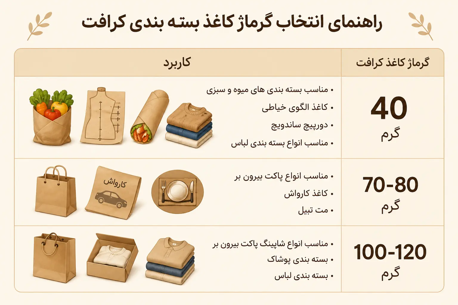 انتخاب گرماژ کاغذ کرافت