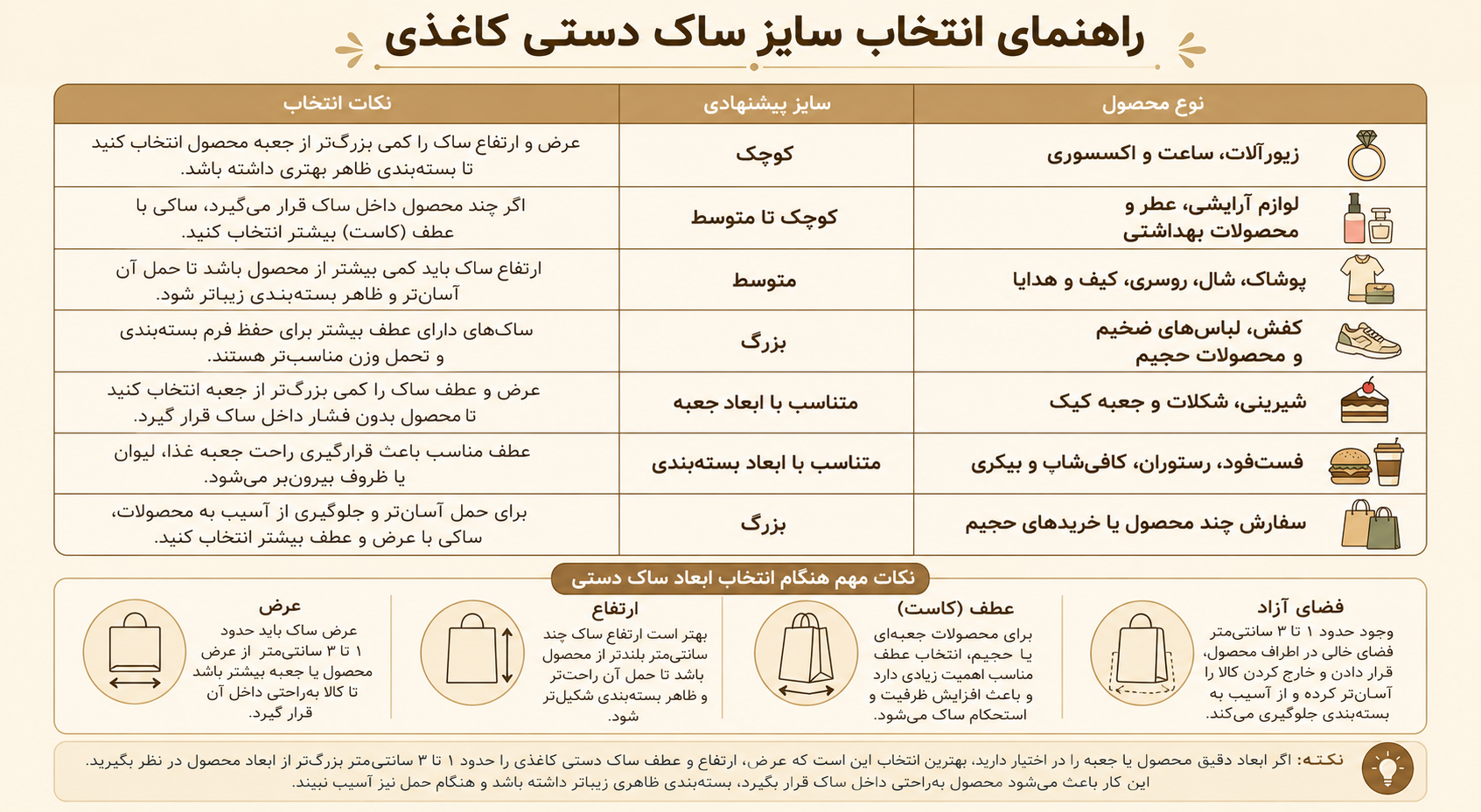 راهنمای انتخاب سایز